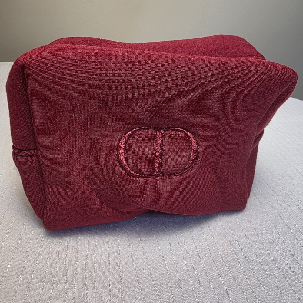 Dior Beauty Burgundy Makeup Pouch / Cosmetic Bag